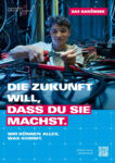 Plakat der Imagekampagne für das Handwerk mit Elektroniker-Azubi David und Schriftzug: Die Zukunft will, dass Du sie machst.